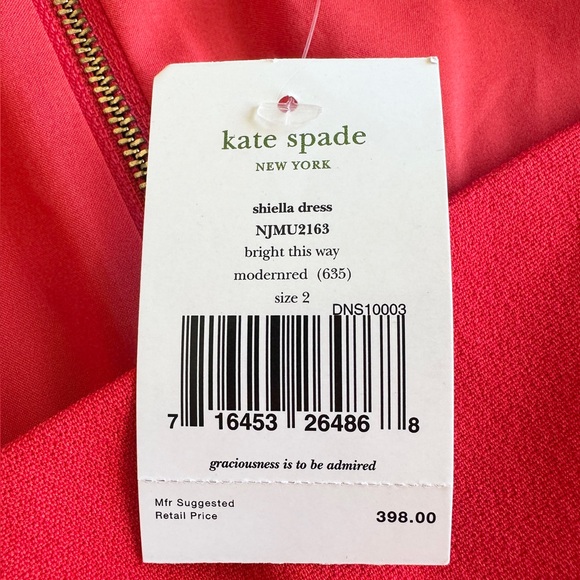Kate Spade Sheila Red Sheath Dress 3/4 Sleeve Square Neck Holiday Size 2 NWT$398 - Picture 4 of 16